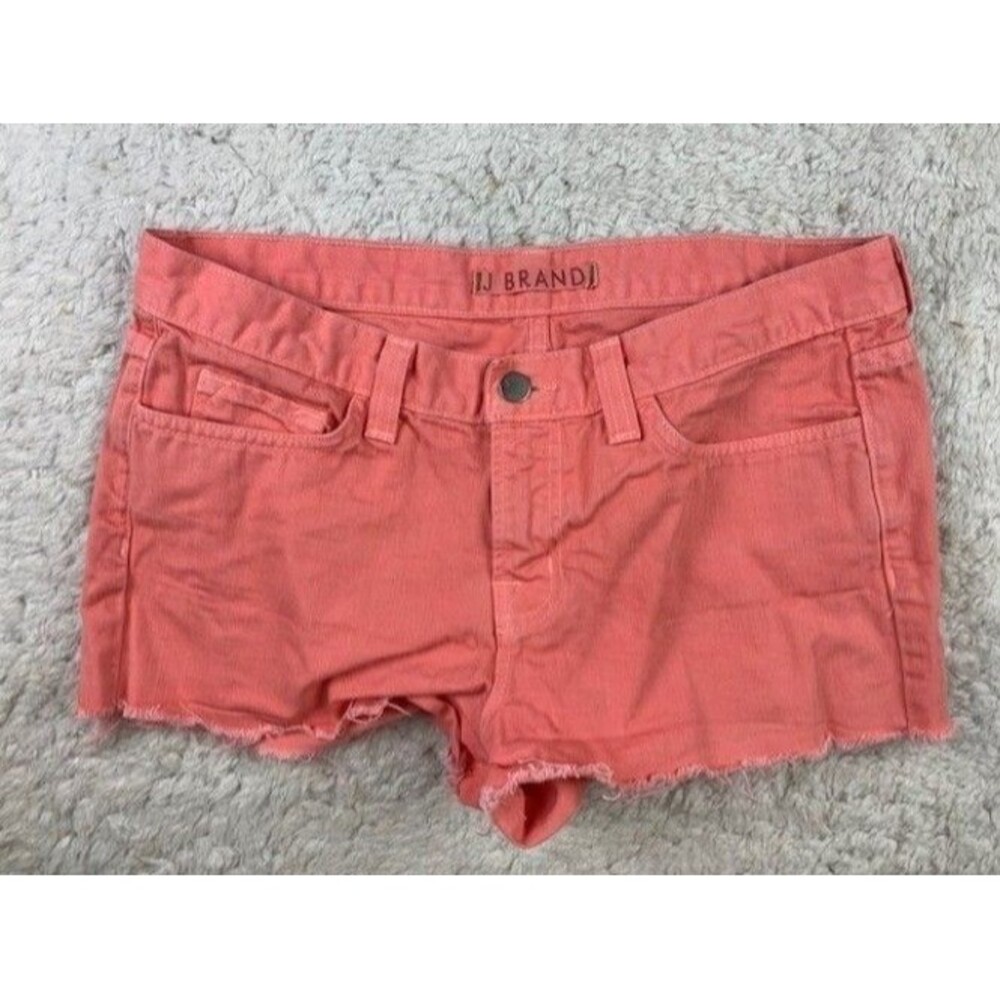 J Brand Size 28 Womens Shorts Coral Cut Off Shortie Mid Rise Cotton